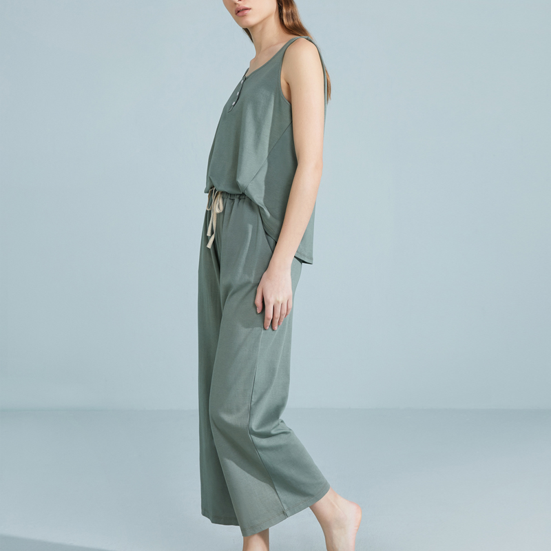 NEIWAI内外官方旗舰店NEIWAI内外休闲连体家居服女睡衣女夏背心长裤拼接可外穿3