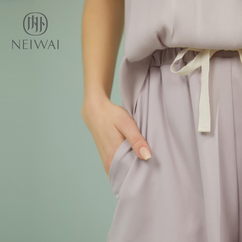 NEIWAI内外官方旗舰店NEIWAI内外棉质连体短裤睡衣女夏纯色简约家居服舒适轻便可外穿3