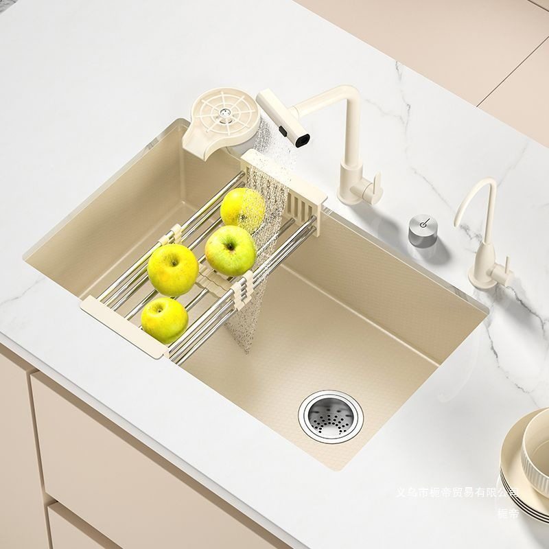 德国奶油白色厨房纳米水槽单槽洗菜水池洗碗家用简约隐藏式台下盆,淘宝优惠券,粉丝福利购,淘宝优惠卷