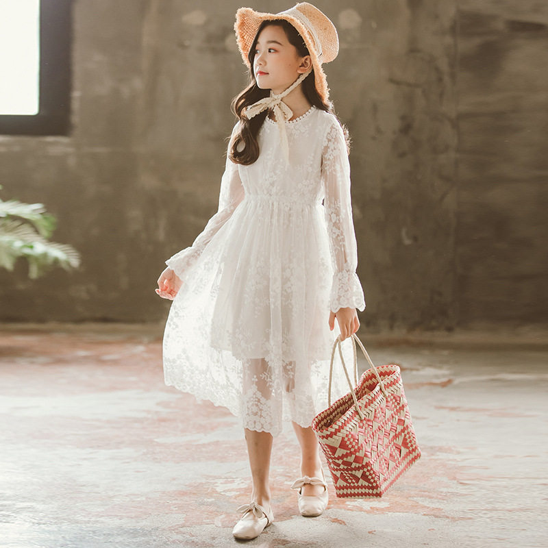 春秋季夏款童装蕾丝女童公主裙镂空连衣裙中大儿童女孩中长款裙子,淘宝优惠券,粉丝福利购,淘宝优惠卷