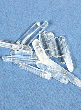 天然白水晶横孔石英石珠子配件