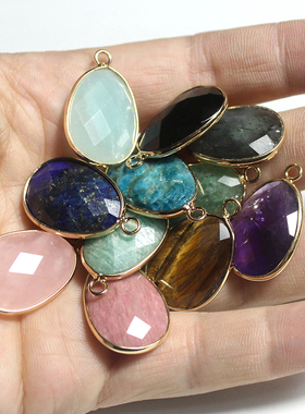 天然石头切面包边吊坠