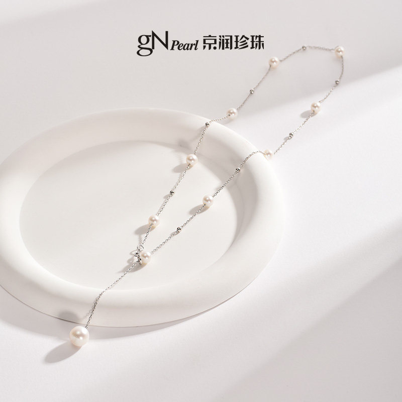 京润珍珠 清歌银淡水珍珠项链一款多戴满天星珍珠项链双层锁骨链D