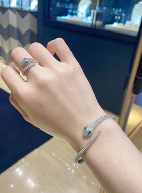 蛇形手镯女s925银开口异域灵蛇