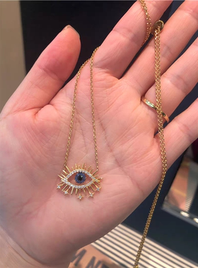 恶魔之眼项链s925银女锁骨链颈链