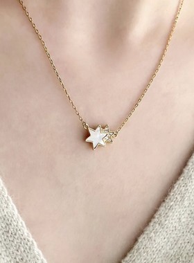 hefang纯银何方鎏光双子星项链