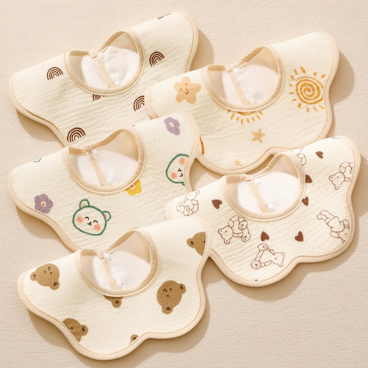 婴儿防水口水巾360度旋转宝宝纯棉纱布围嘴新生儿口水兜四季款,淘宝优惠券,粉丝福利购,淘宝优惠卷