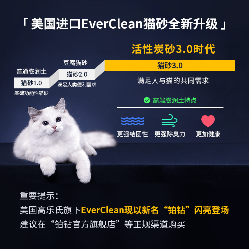 Everclean铂钻猫砂25磅蓝白标除臭抑菌活性炭膨润土猫砂非铁锤 - 图2