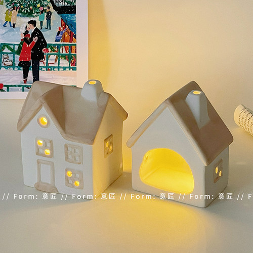 ins陶瓷发光小房子圣诞节装饰工艺品桌面氛围摆件礼品送闺蜜朋友 - 图0