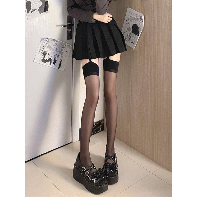 性感jk黑色长筒过膝吊带一体式黑丝袜子女辣妹黑丝袜纯欲百搭薄款,淘宝优惠券,粉丝福利购,淘宝优惠卷