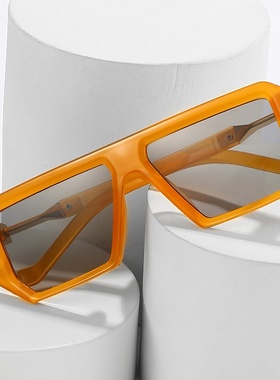 方框太阳镜 时尚米兰走秀款大框眼镜 个性几何美感墨镜女