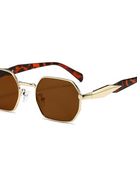 跨境新款金属太阳镜男女士复古眼镜多边形小框uv防紫外线墨镜