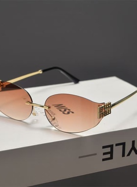 跨境新款谬家无框y2k曲面太阳镜ins女感辣妹街拍百搭墨镜