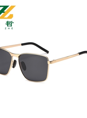 2025跨境新款偏光太阳镜男士方框金属眼镜女户外开车墨镜男感