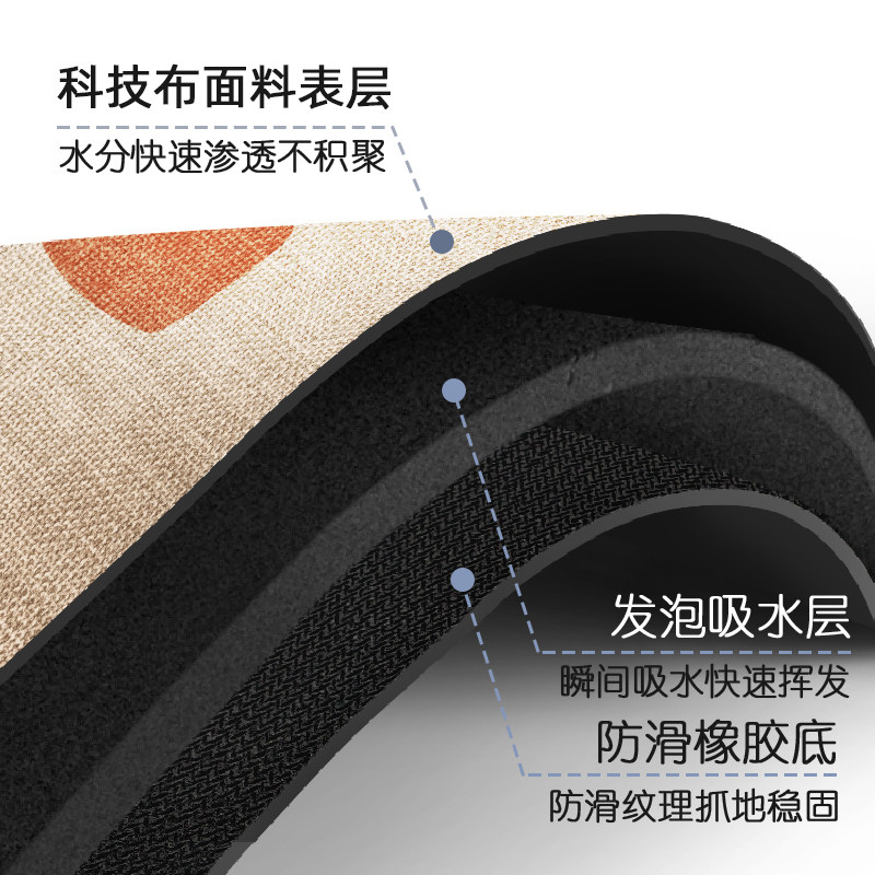 Imitation sisal bathroom floor mat, non-slip, water-absorbent and wear-resistant