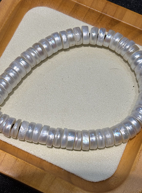 藏区老珍珠正好一条手链 直径9x3-4