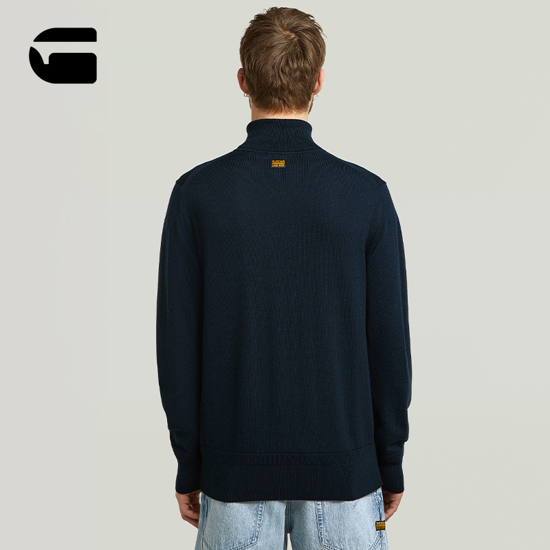 G-STAR RAW高领帅气Premium Core男士2025冬新羊毛针织衫百搭毛衣 - 图0