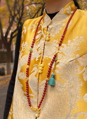 绢芭玛瑙新中式长款项链汉服配饰