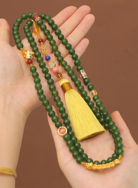 绢芭绿玛瑙新中式女多用途项链