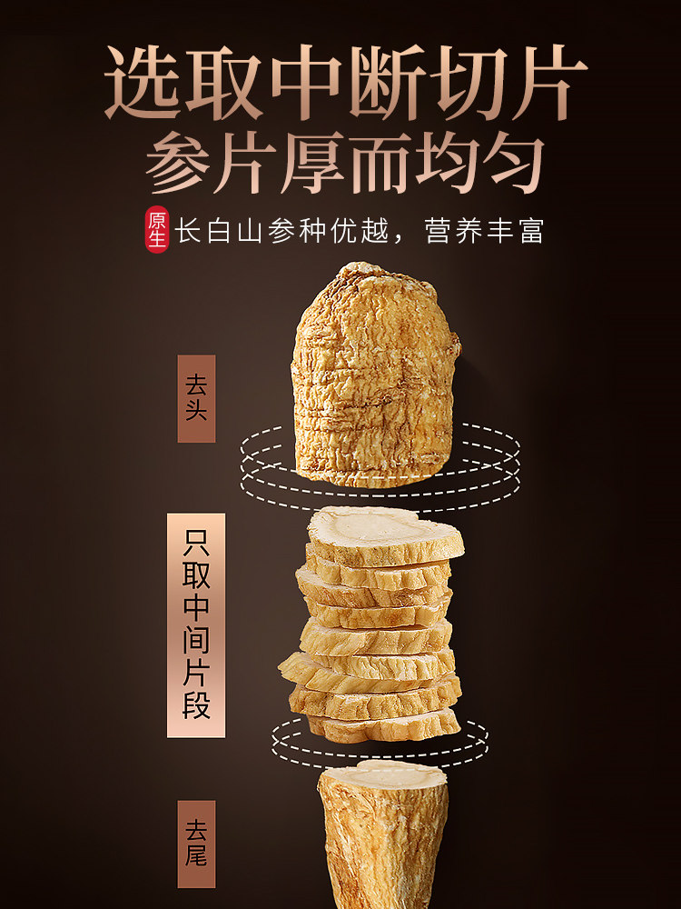 福东海片长白山野生新鲜参片人参蜜 福东海人参/园参及其制品