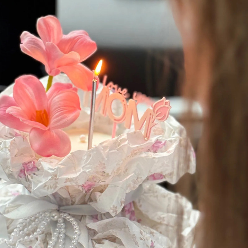 5.11母亲节日蛋糕装饰雪梨纸印花围边仿真花朵亚克力MOM插件插牌,淘宝优惠券,粉丝福利购,淘宝优惠卷
