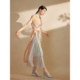 Pink and blue wardrobe 2026 summer new style contrast striped two-piece blouse style A-line dress