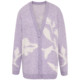 Pink Blue Wardrobe 2025 Winter New Lazy Style Loose Women's Magnolia Jacquard Full Wool Cardigan