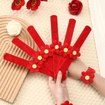 Small Red Flower Snap Ring Wedding Wrist Flowers Wedding Creative Flowers Hands Ring Bridesmaids Photo Props Wedding items