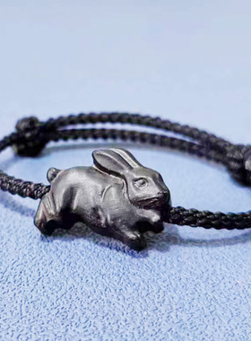 黑檀木十二生肖手链绳饰品龙虎猪牛马兔羊狗鼠蛇猴鸡男女红绳礼物