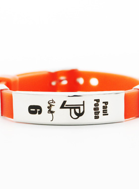 足球明星博格巴可调节大小表带硅胶手环圈激光雕刻金属扣运动腕带