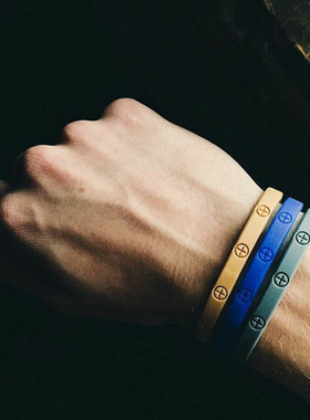 欧美运动篮球健康硅胶十字螺丝纹手镯环圈男女情侣款学生简约腕带