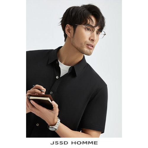 JSSD HOMME SUPIMA匹马棉罗马布篙品位男商务通勤短袖衬衣 JLS036-图1