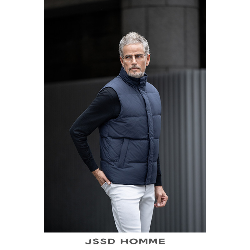 JSSD HOMME 冬季新款白鹅绒通勤立领羽绒马甲男羽绒服男士外套男,淘宝优惠券,粉丝福利购,淘宝优惠卷