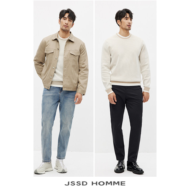 JSSD HOMME 秋冬季澳洲羊毛衫男款毛衣男士休闲商务羊毛针织衫男