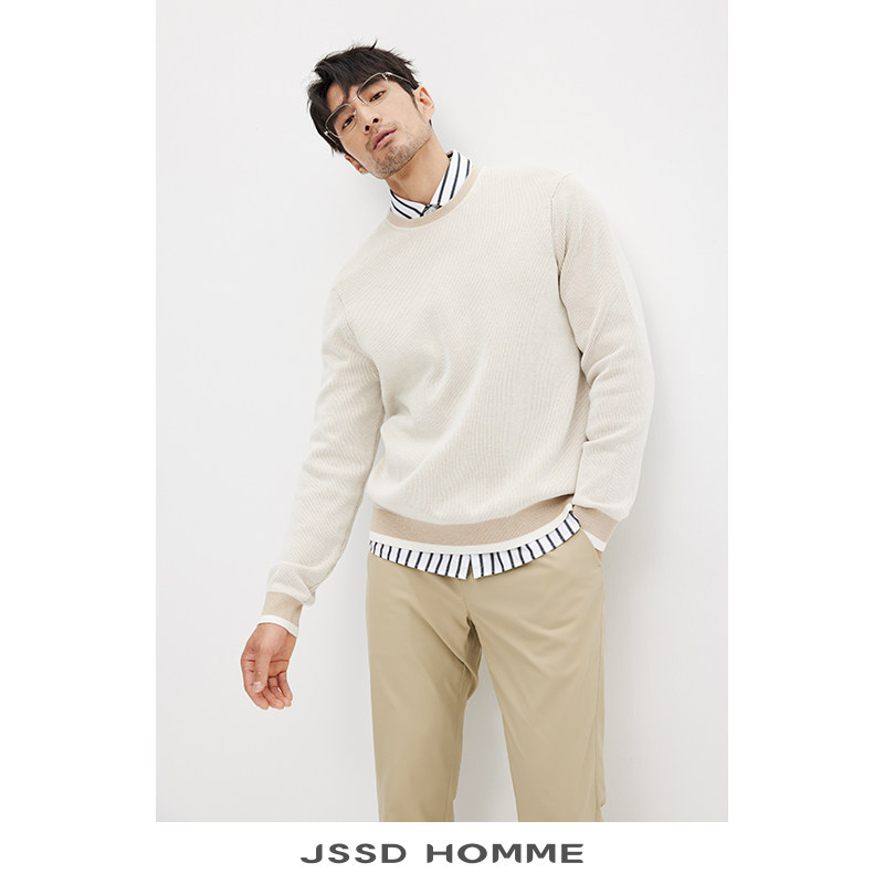 JSSD HOMME 秋冬季澳洲羊毛衫男款毛衣男士休闲商务羊毛针织衫男
