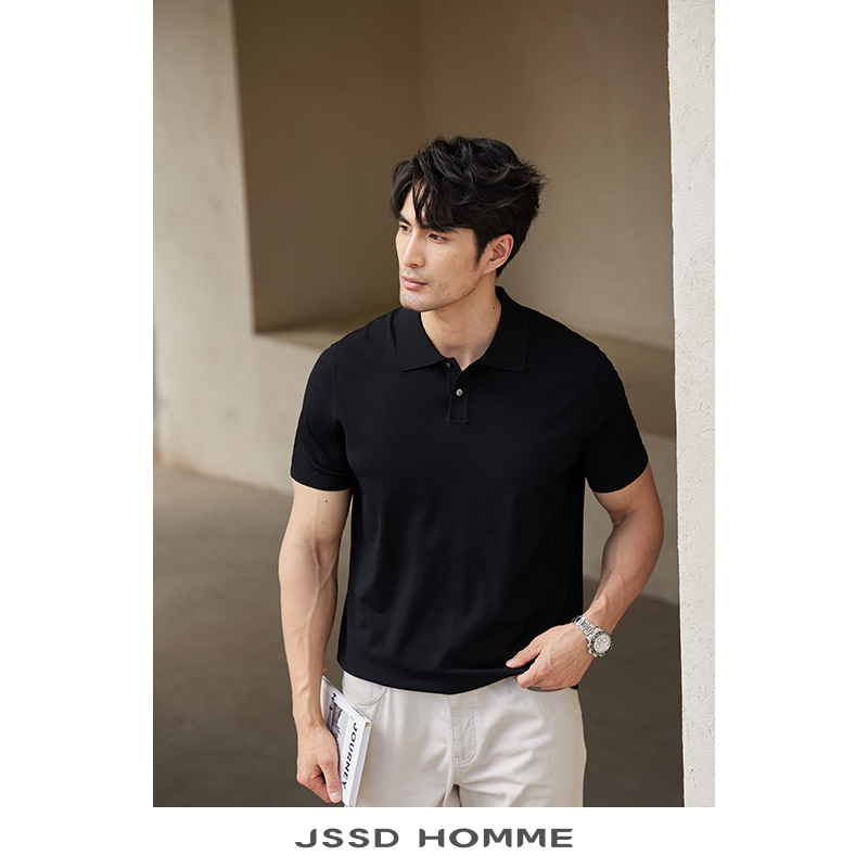 JSSD HOMME 短袖T恤衫2024休闲POLO衫短袖男款夏季新款男翻领短袖 - 图1