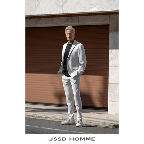 JSSD HOMME 春秋季男士休闲便西醋酸西装男通勤商务休闲男西装 - 图1