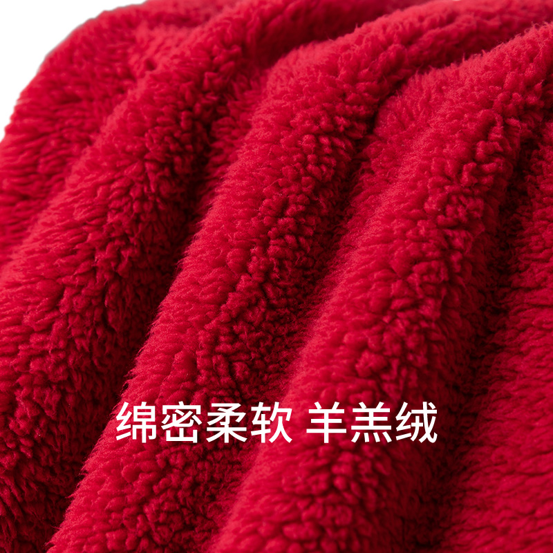 舒雅儿童秋冬男童女童装羊羔绒亲肤鸿运新年红品家居套装中国红