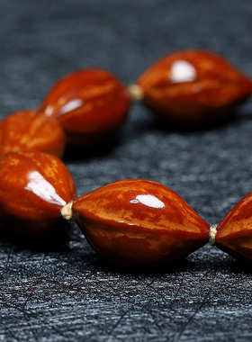 橄榄核铁核原皮手串橄榄胡红皮老料手工去霜打磨抛光手串男女把件