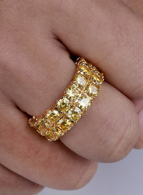 欧美嘻哈饰品双排锆石戒指潮牌个