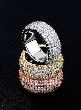 欧美嘻哈五排加密满钻个性男士嘻