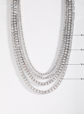 欧美嘻哈项链微镶铜锆石单排弹簧