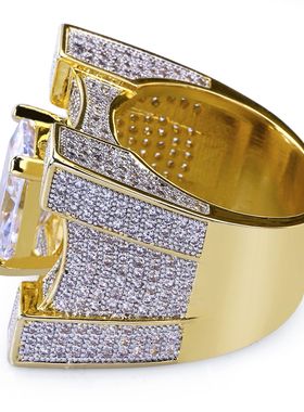 欧美奢华微镶锆石男士戒指hiph