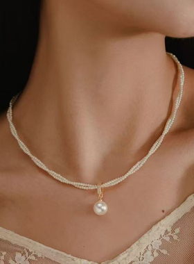 设计感双层环绕珠珠项链