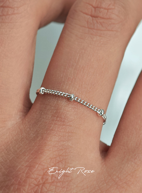 Enight Rose/14k包金满天星豆豆食指戒尾戒925纯银间珠链条戒指女