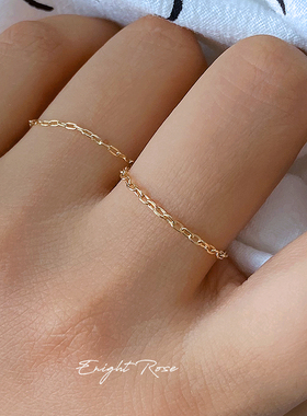 极细迷你碎钻微镶链条可戴戒子