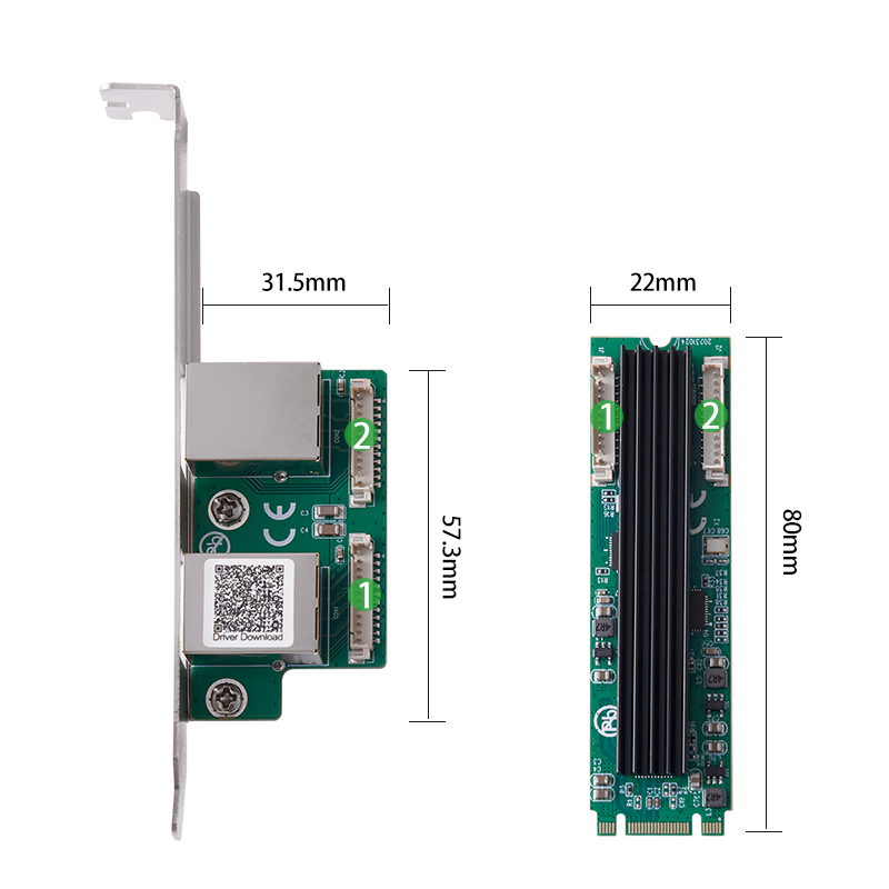 乐扩M2双口2.5G千兆网卡M.2网络适配器 2500M以太网2口RJ45服务器台式机游戏电竞 - 图1