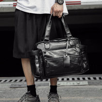 Hong Kongs new large capacity Leisure handbag mens bag street single shoulder bag slanted satchel short travel bag