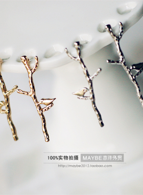 【亦许家】设计师原创欧风文艺清新可爱树枝上小鸟装饰金属