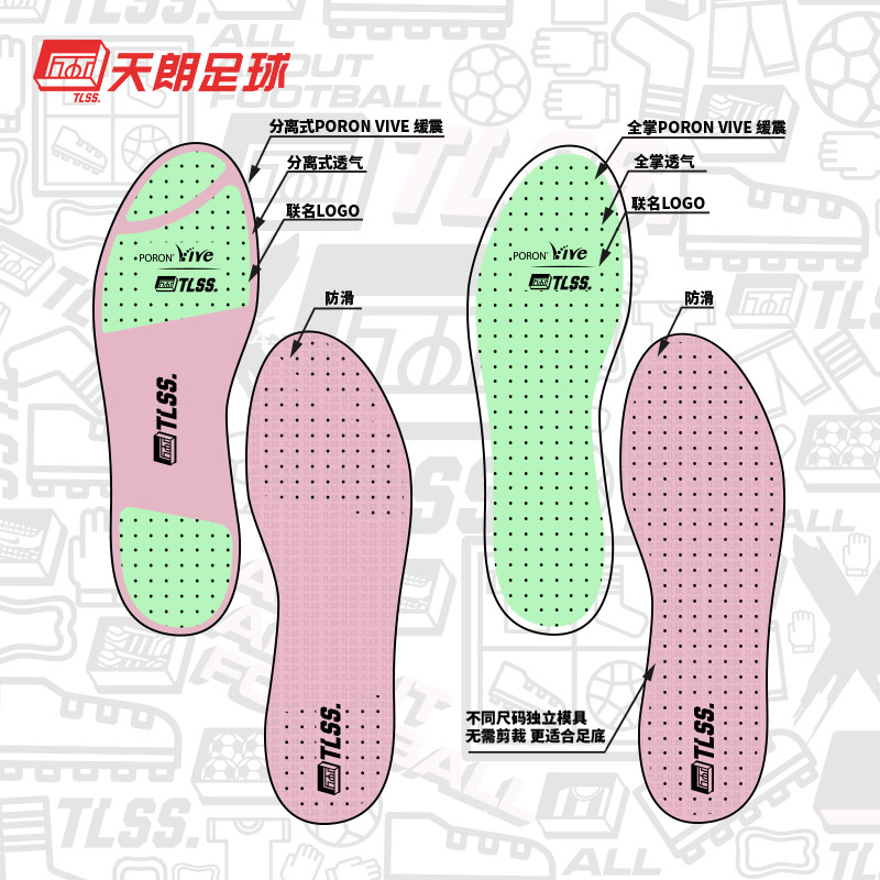 天朗足球 TLSS防滑缓震PORON透气减震耐磨跑步篮球运动足球鞋垫 - 图0